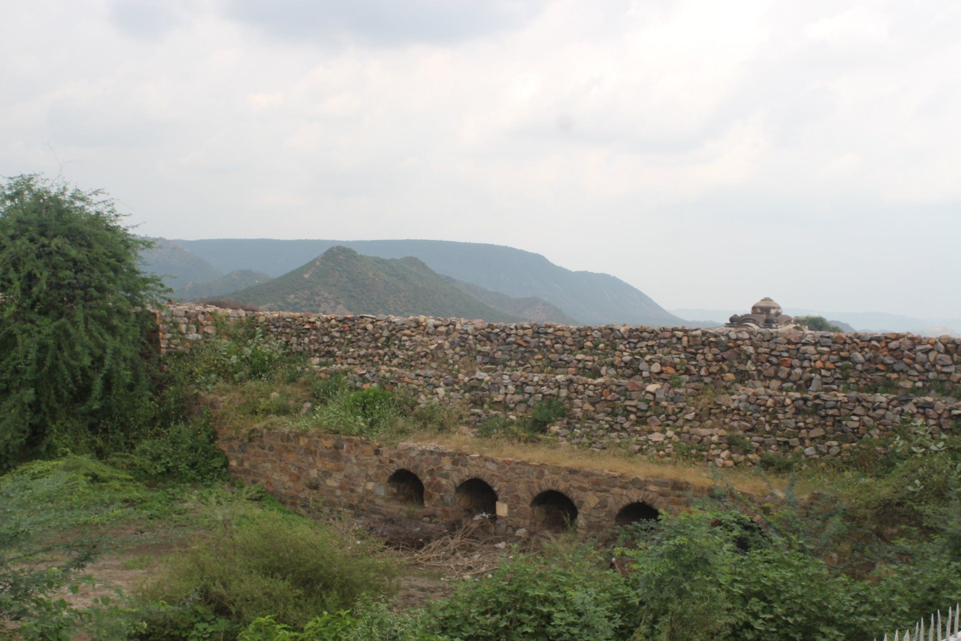 The border wall of the fort.