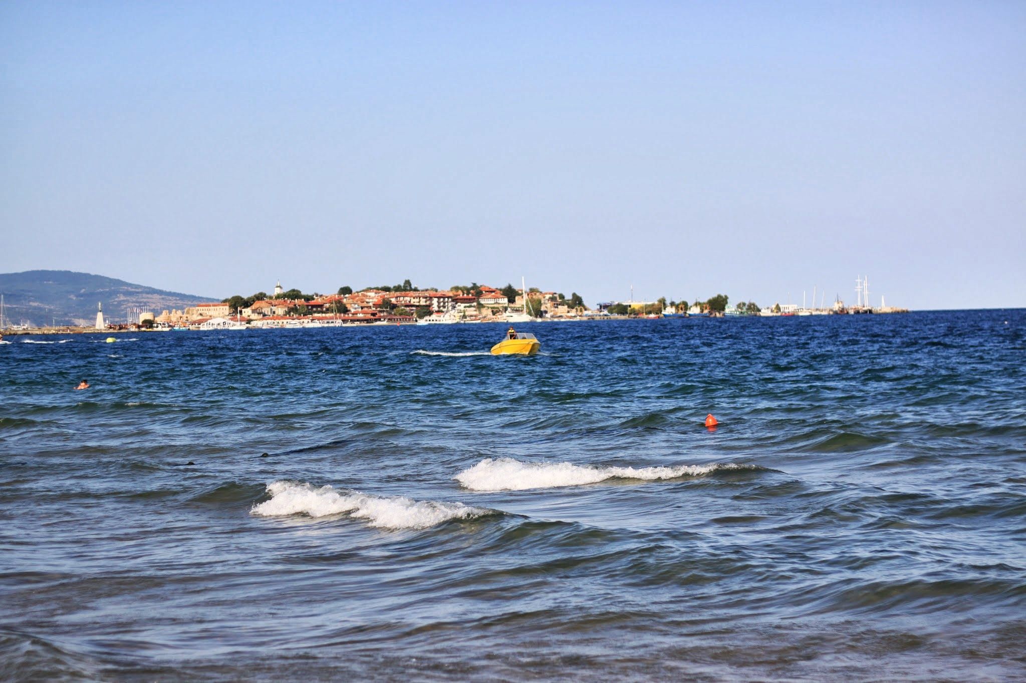 The water in the sea was warm