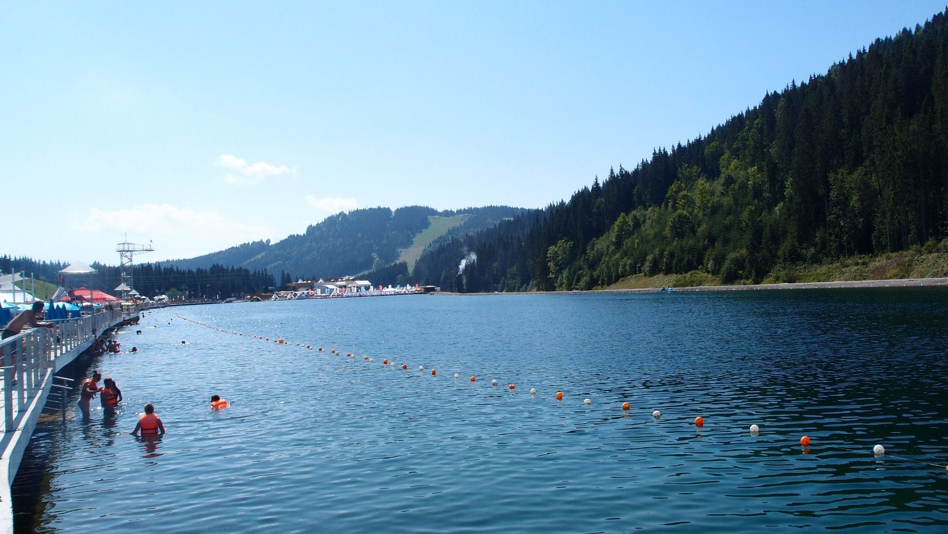 The nearby lake looks very large
