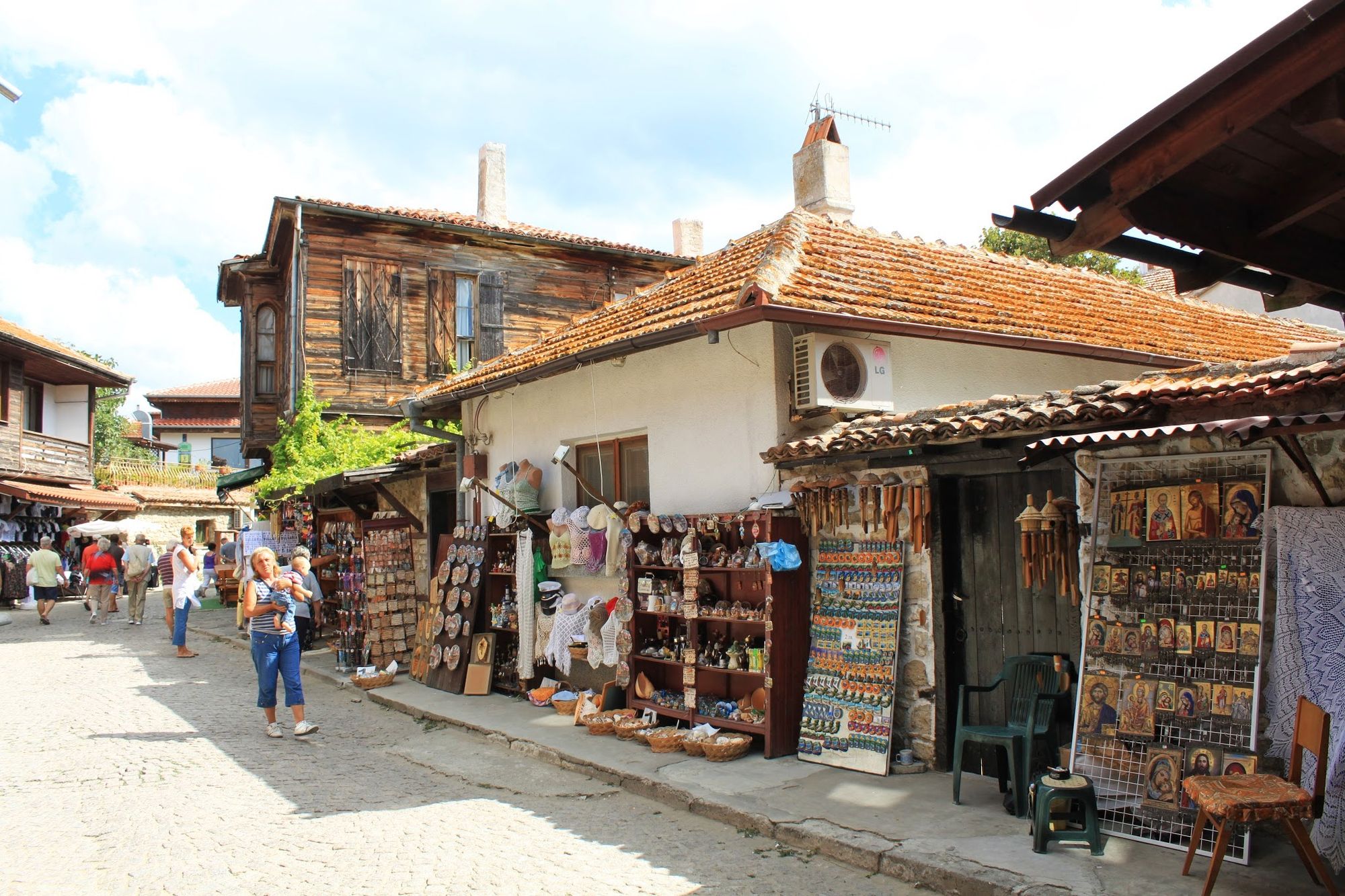 Trays with souvenir goods