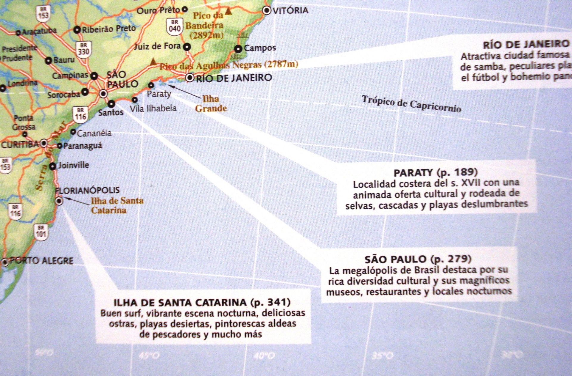 Lonely Planet Brazil guide map / Mapa de la guía de Lonely Planet Brasil