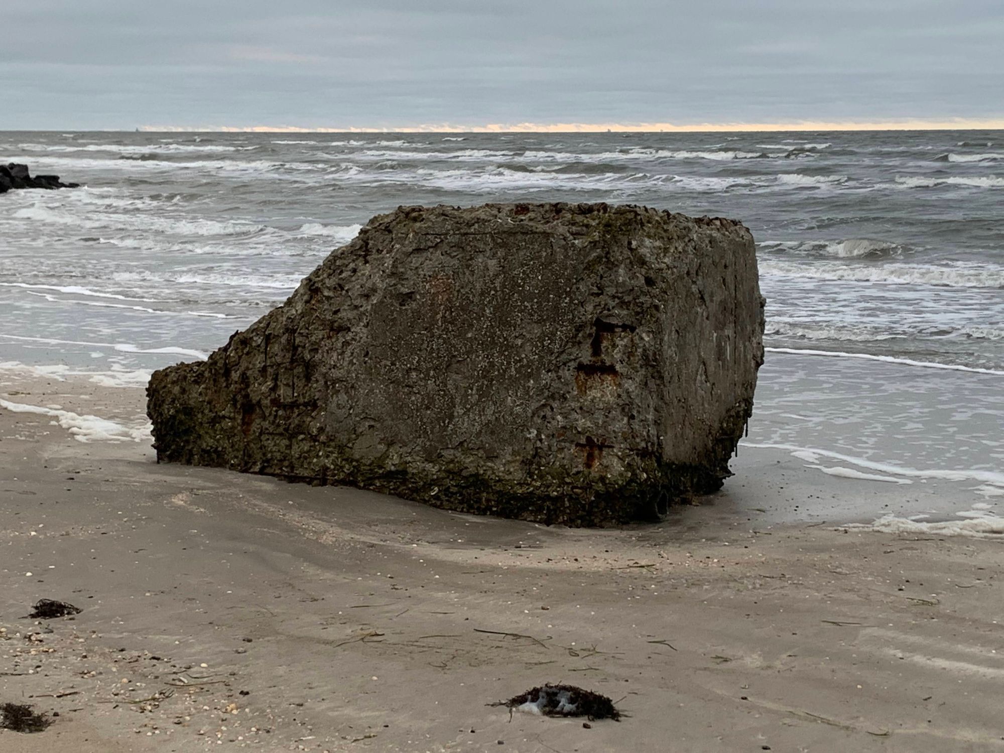 Block of concrete at the northern city limit of Saeby