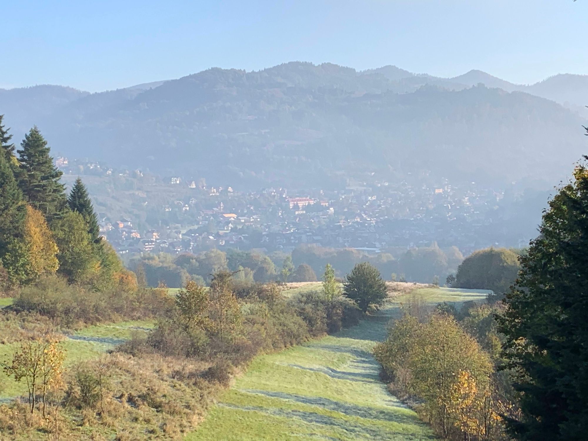 Widok ze szlaku na Sokolicę, po przeprawie przez Dunajec