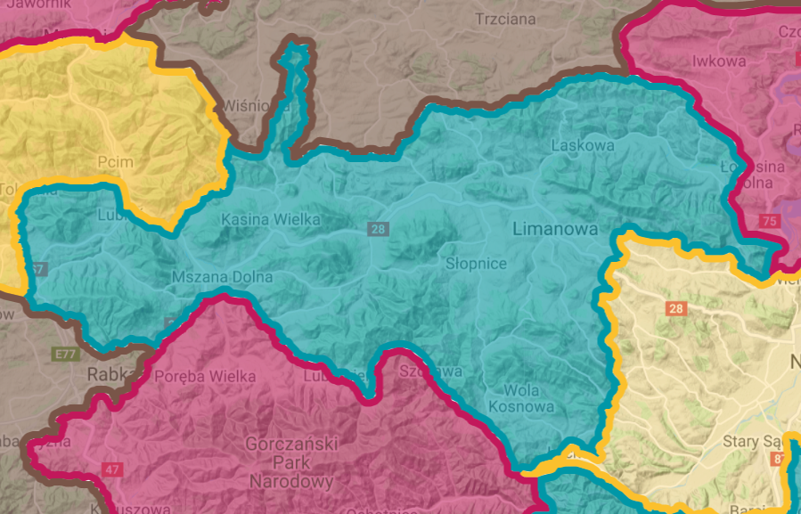 Beskid Wyspowy (Google Maps)