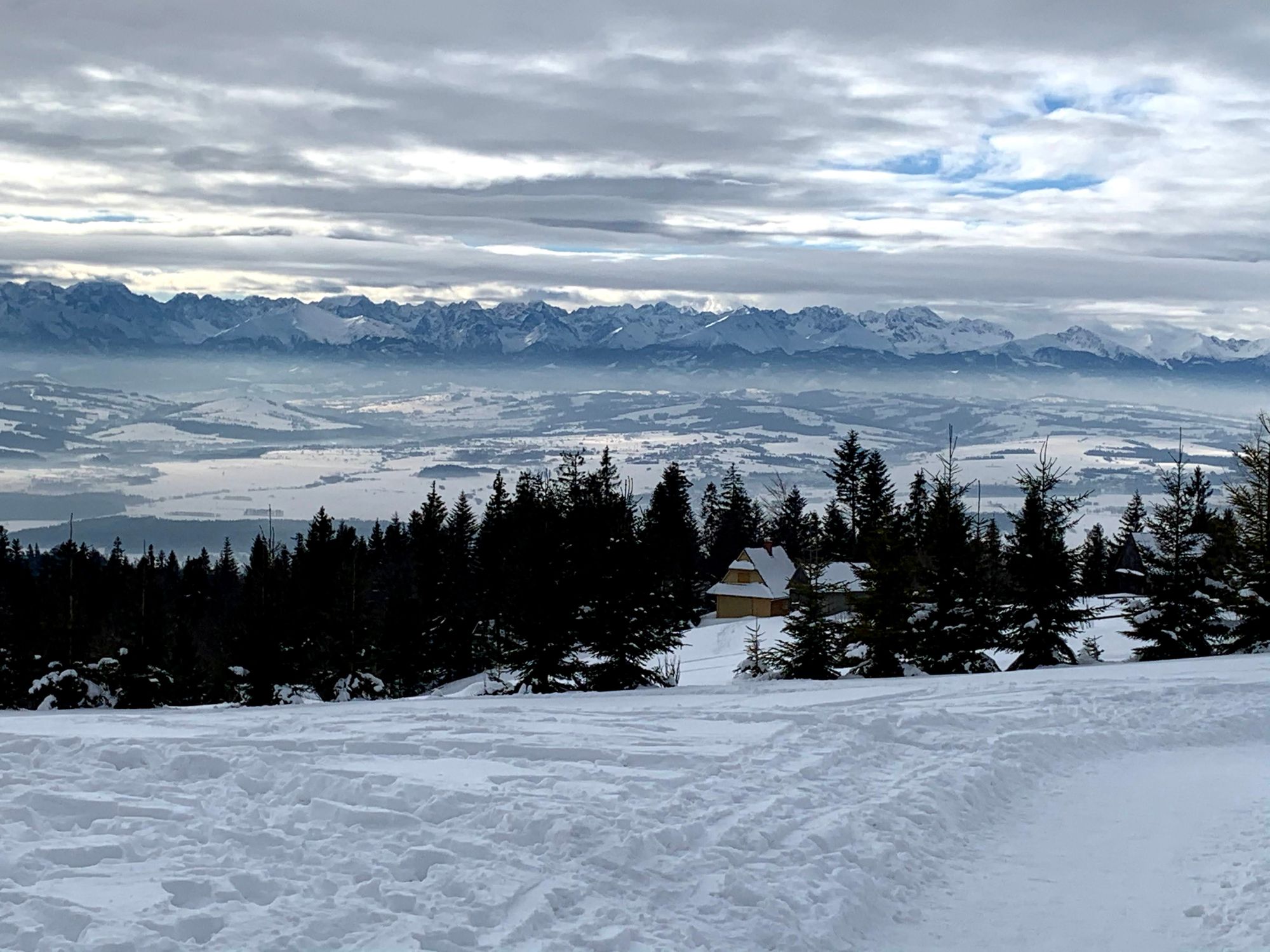 Widok na Tatry z szlaku Oleksówki - Turbacz