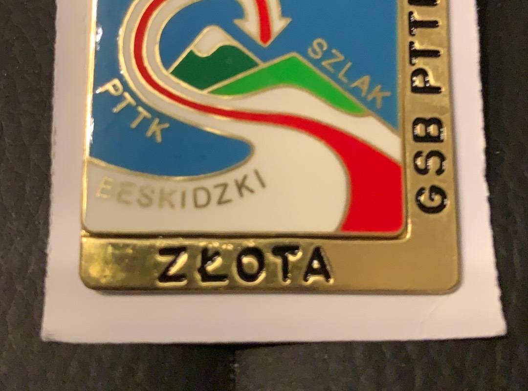 Złota odznaka GSB PTTK. 
  