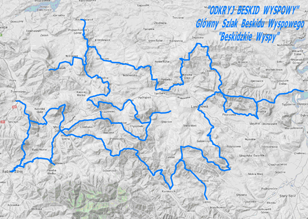 Przebieg GSBW (za portalem powiatu Limanowskiego)