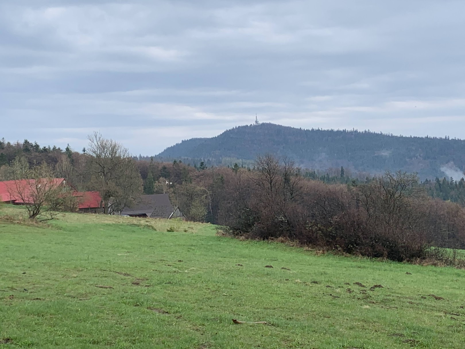 Widok spod Lubonia Małego na Luboń Wielki