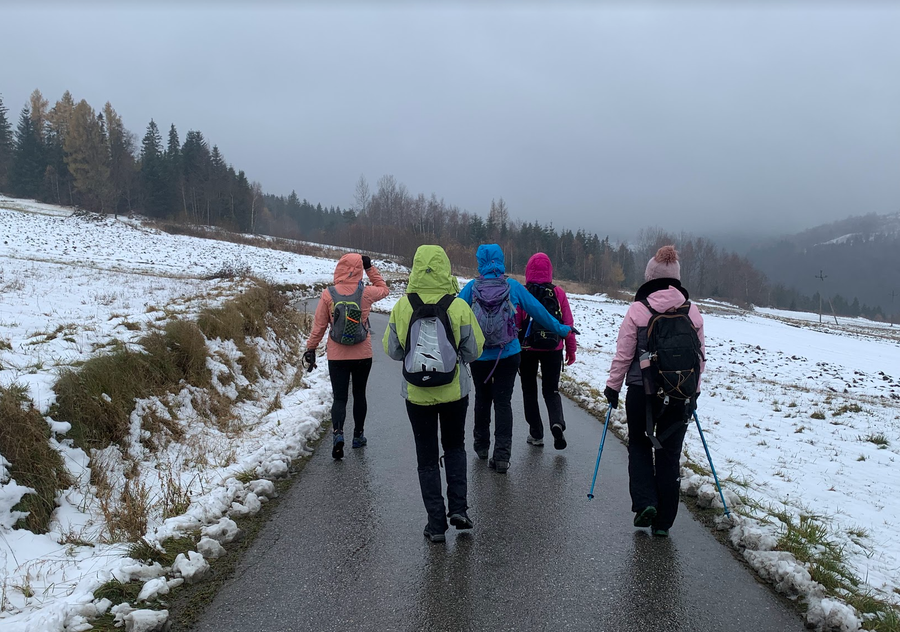 Co kryją beskidzkie kapliczki. Listopadowy spacer na Koskową Górę i Parszywkę (Beskid Makowski).