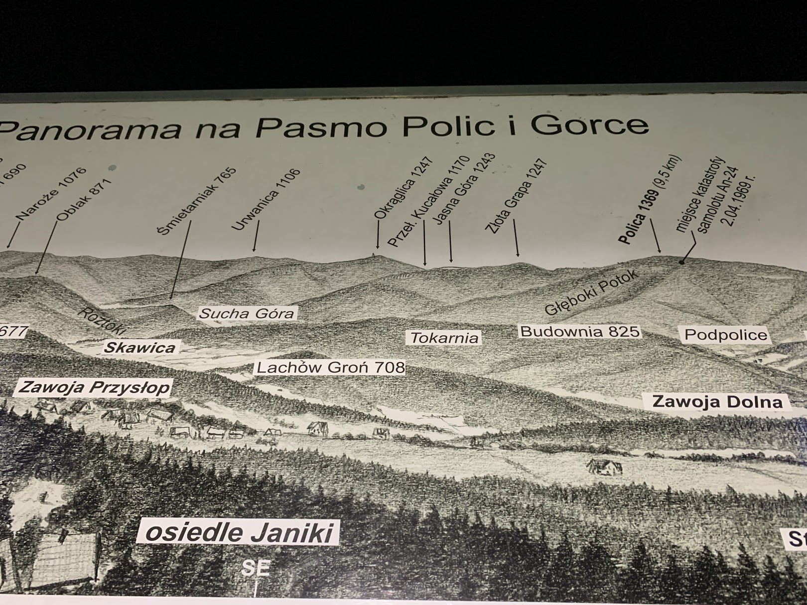 Widok z Surzynówki na Pasmo Polic i Gorce