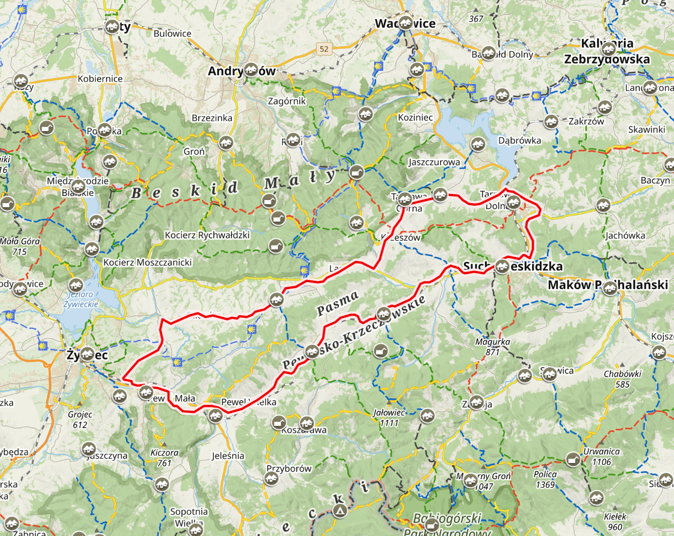 Pasma Pewelsko-Krzeszowskie na mapa-turystyczna.pl