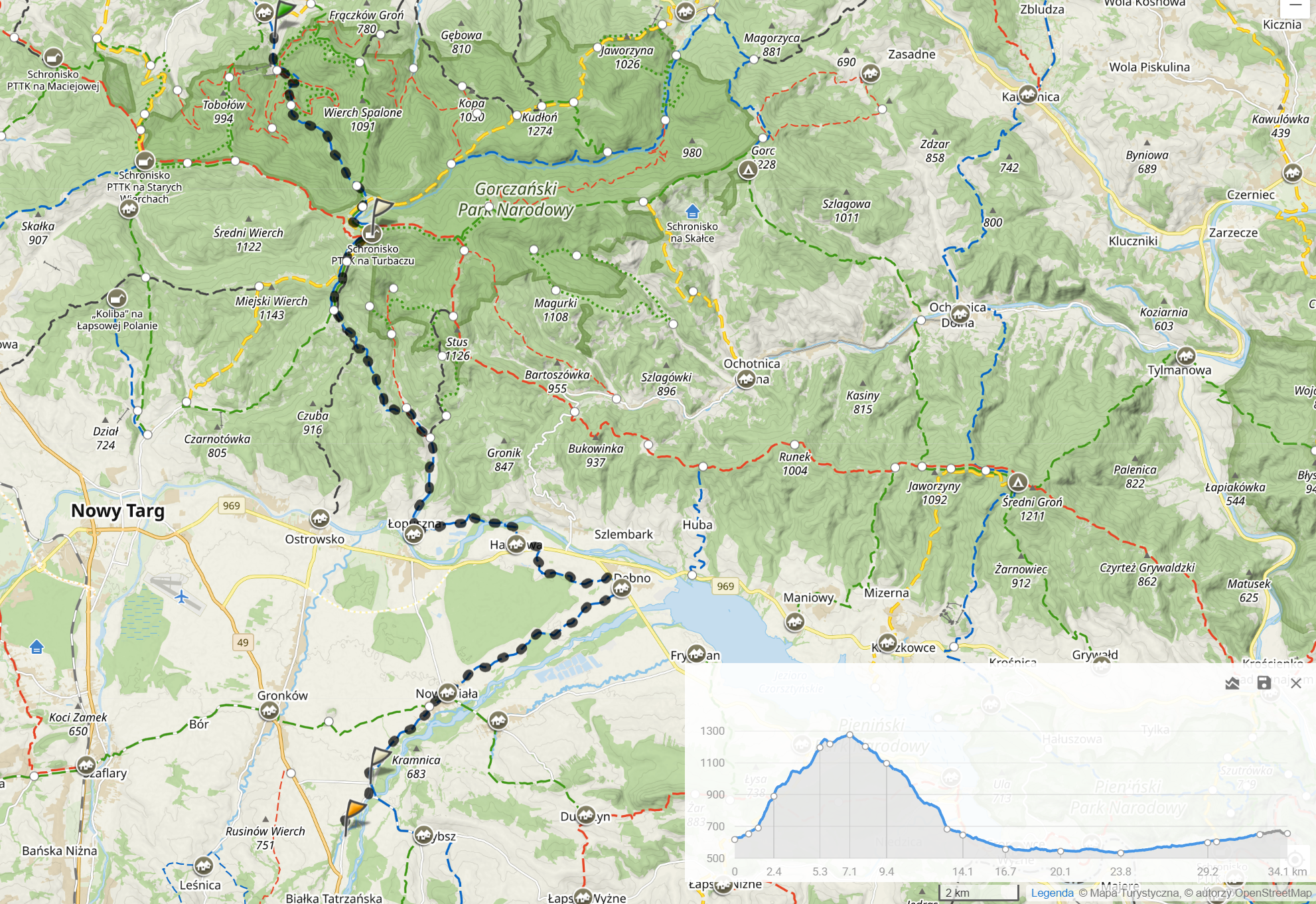 Niebieski szlak Brzeźnica - Kacwin, dzień 4: Koninki - Trybsz, most na Białce. (34,1km, 931m sumy podejść)