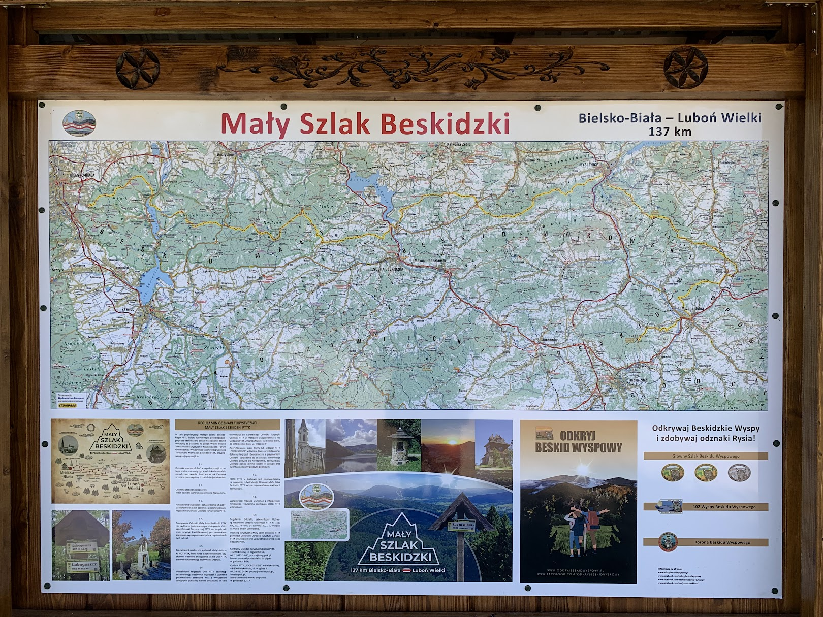 Mały Szlak Beskidzki - tablica w Mszanie Dolnej
