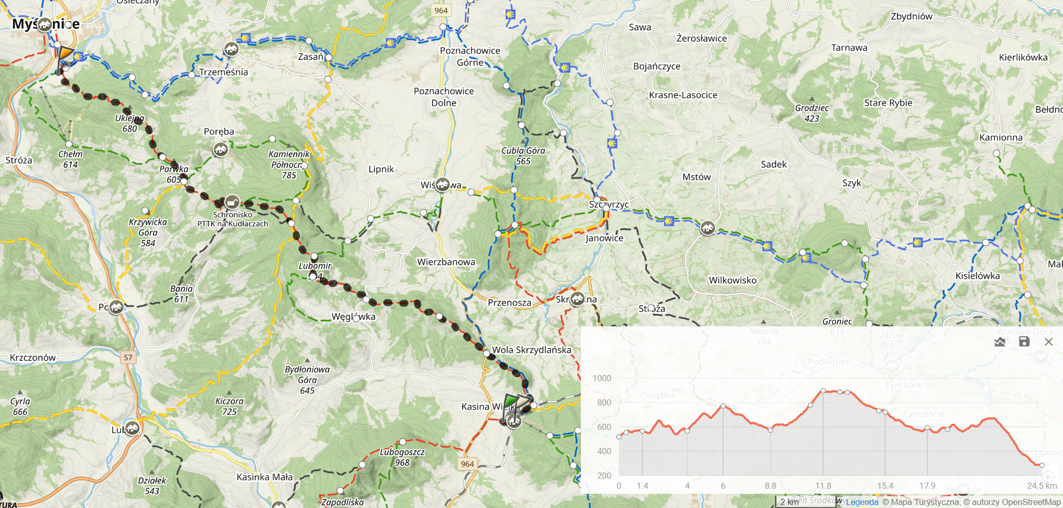Mały Szlak Beskidzki - dzień 2. 24,5km i 1054m sumy podejść.