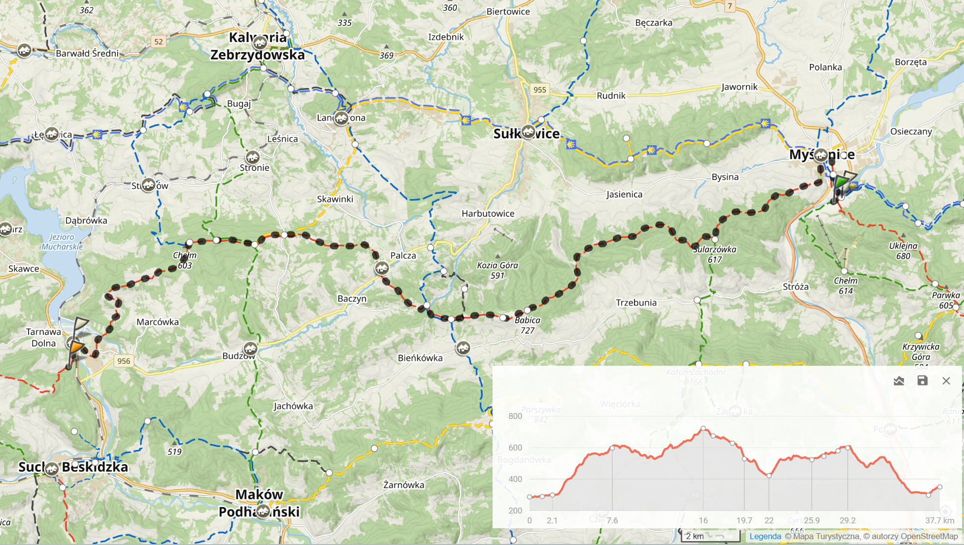 Mały Szlak Beskidzki - dzień 3. 37,7km i 1048m sumy podejść.