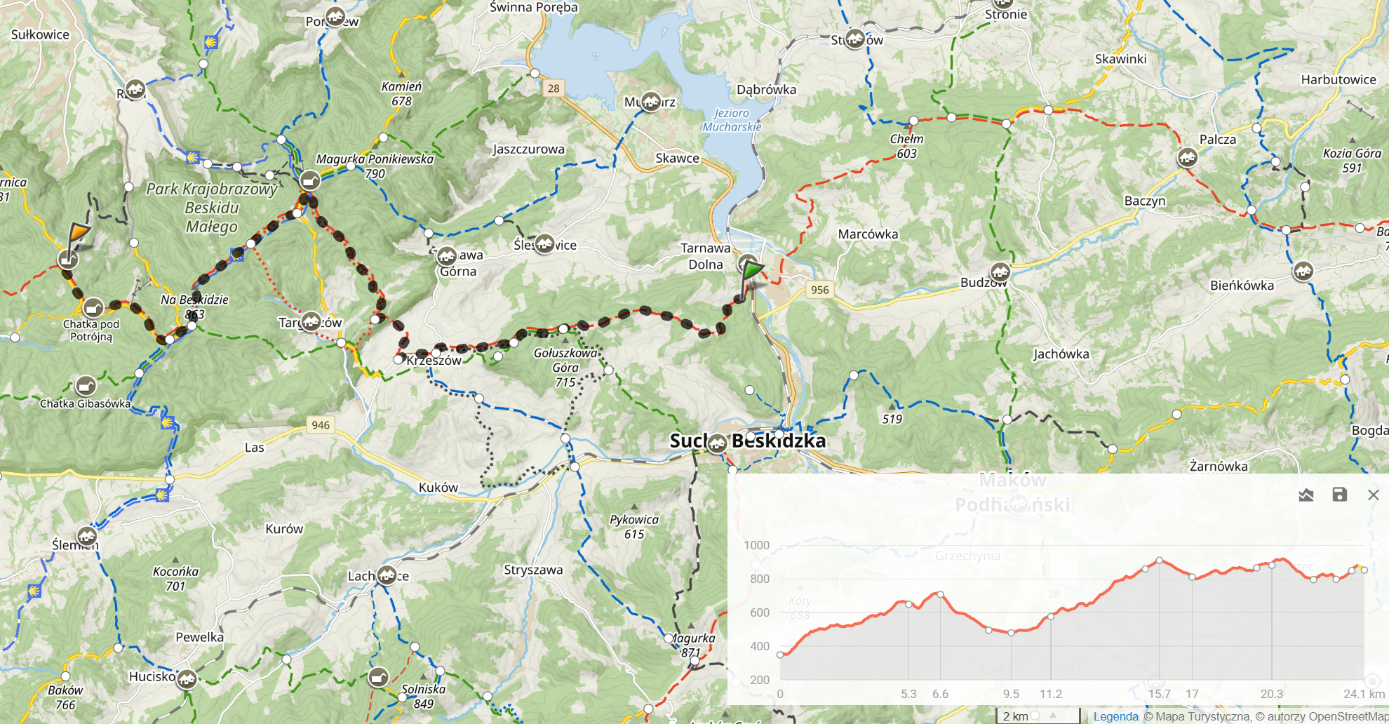 Mały Szlak Beskidzki - dzień 4. 24,1km i 1164m sumy podejść.