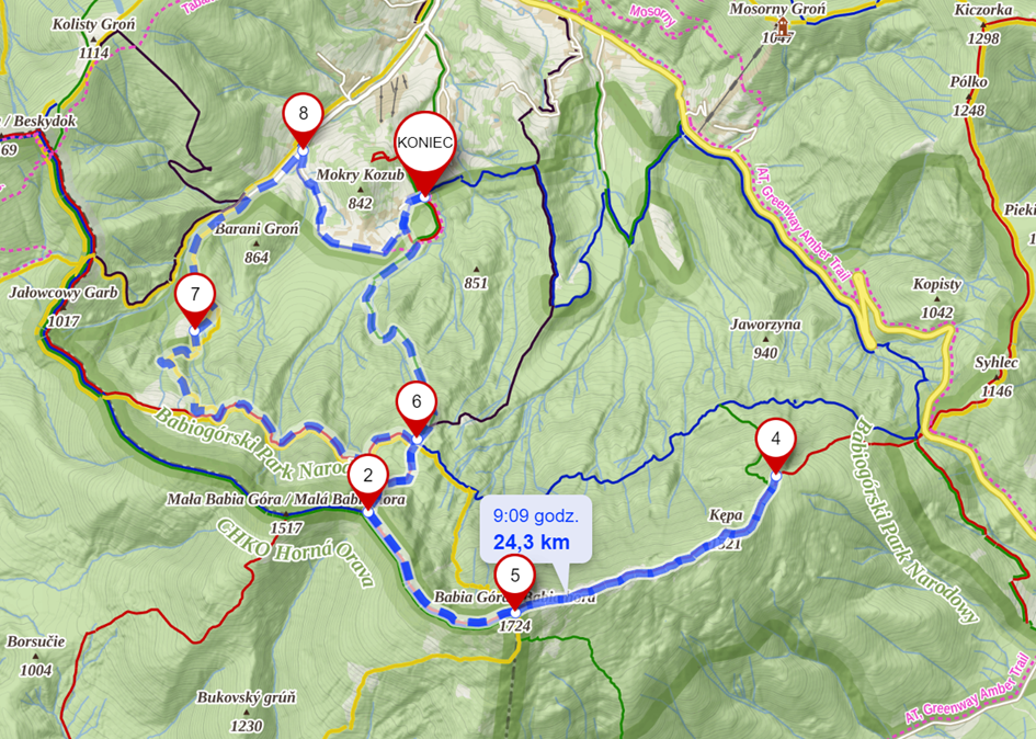 Trasa (24,3km i 1459m podejść)