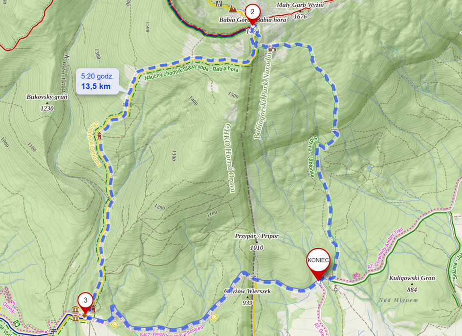 Trasa (13,5km i 929m podejść)