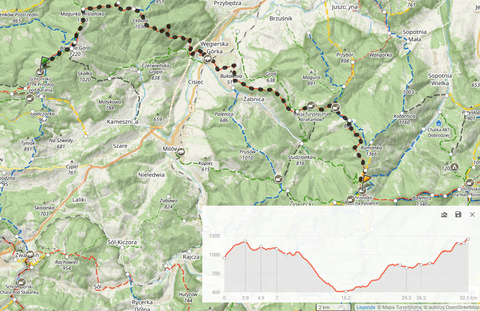 Główny Szlak Beskidzki 2024 - Dzień 3: ” Przysłop pod Baranią Górą - Rysianka” (32,5km i 1586m podejść). Nocleg: Schronisko PTTK na Hali Rysianka