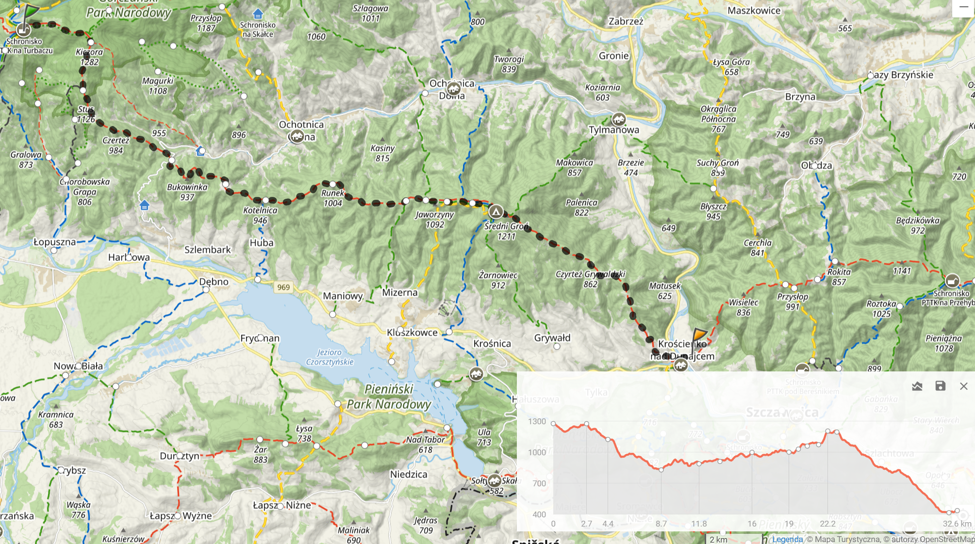 Główny Szlak Beskidzki 2024 - Dzień 7: ”Turbacz - Krościenko n/Dunajcem” (32,6km i 980m podejść). Nocleg: ”Wypoczynek pod 13-tką”, Krościenko nad Dunajcem