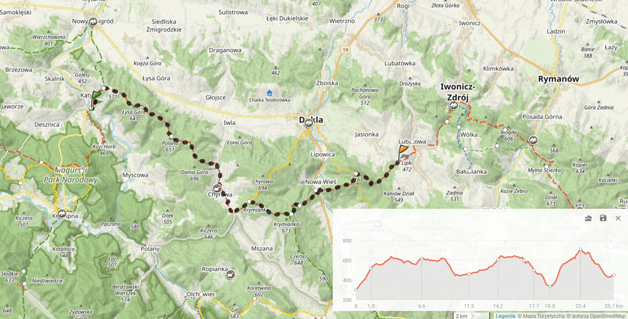 Główny Szlak Beskidzki 2024 - Dzień 13: ”Kąty - Lubatowa” (25,7km i 1148m podejść). Nocleg: znajomi w Wisłoczku (z transportem)