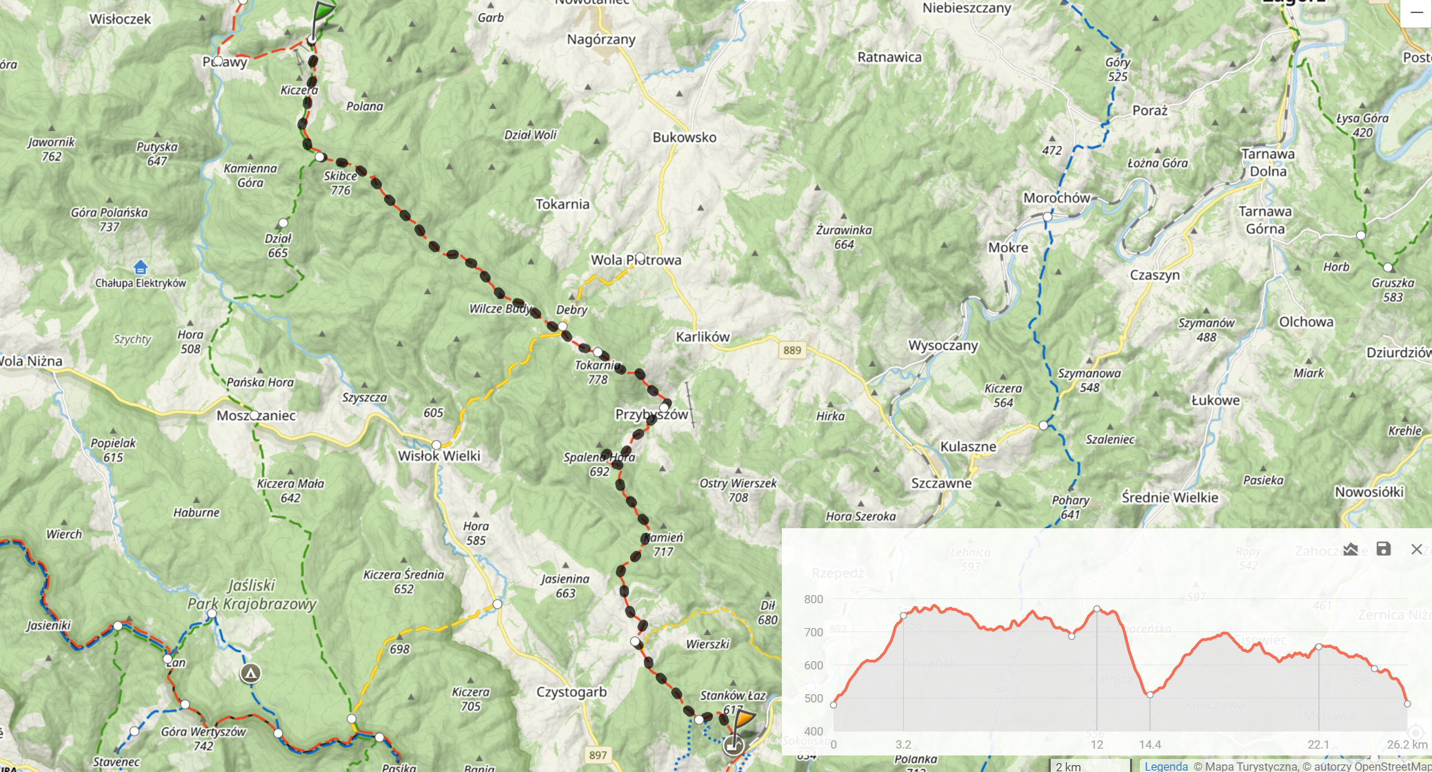 Główny Szlak Beskidzki 2024 - Dzień 15: ”Puławy Górne - Komańcza” (26,2km i 781m podejść). Nocleg: ”Leśna Willa PTTK”, Komańcza