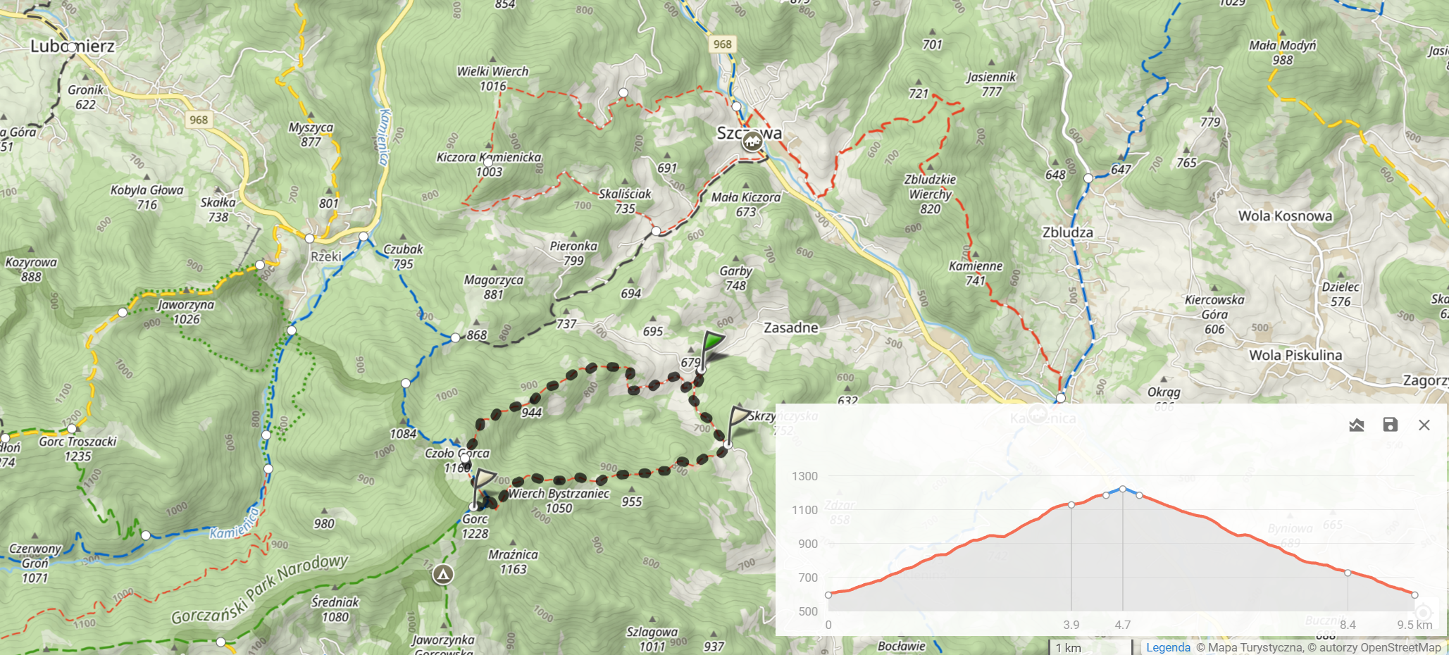 Krótka pętla na Gorc (9,5km, 635m podejść)