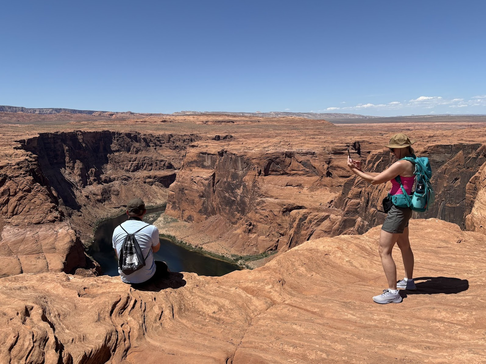 The author of the blog feels better in a safe distance from the rim...