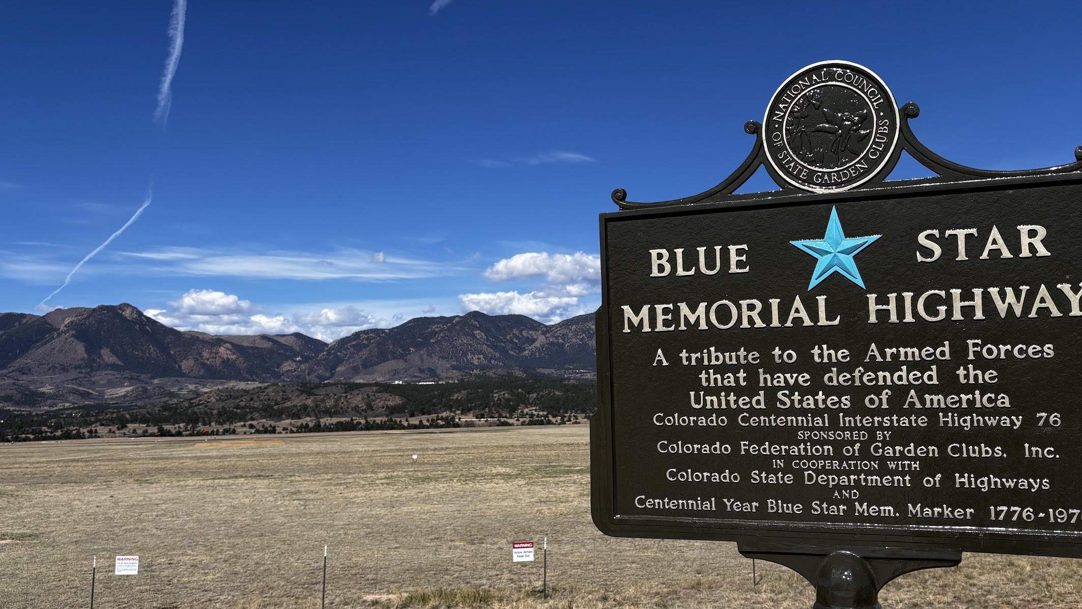 Rocky Mountains viewed from an overlook at I-25, between Denver and Colorado Springs