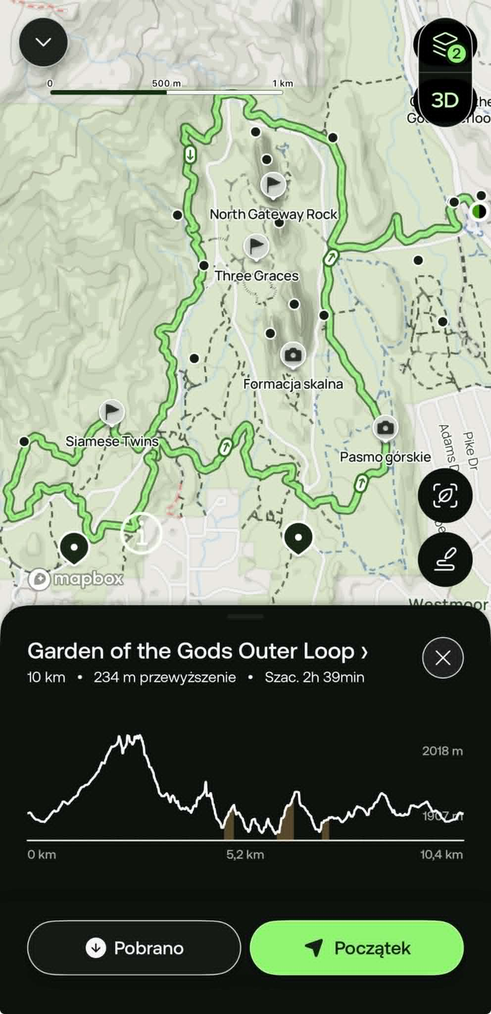 Day 1. Garden of the Gods, Colorado - Outer Loop Trail (10,4km, 234m elevation gain)