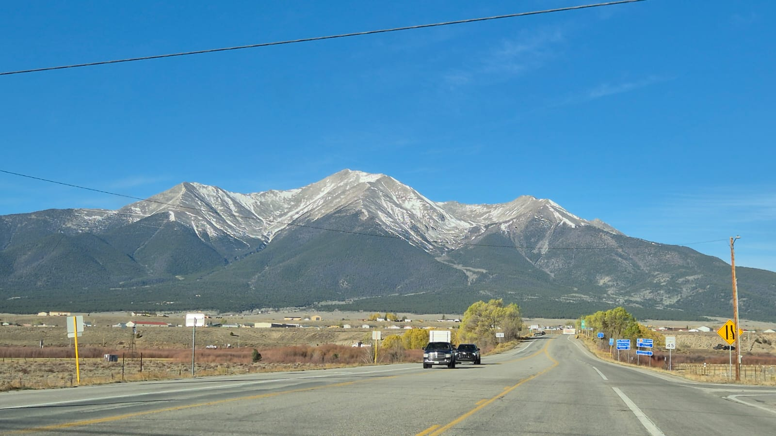 Collegiate Peaks (Mt Princeton at the center), viewed from Buena Vista, CO