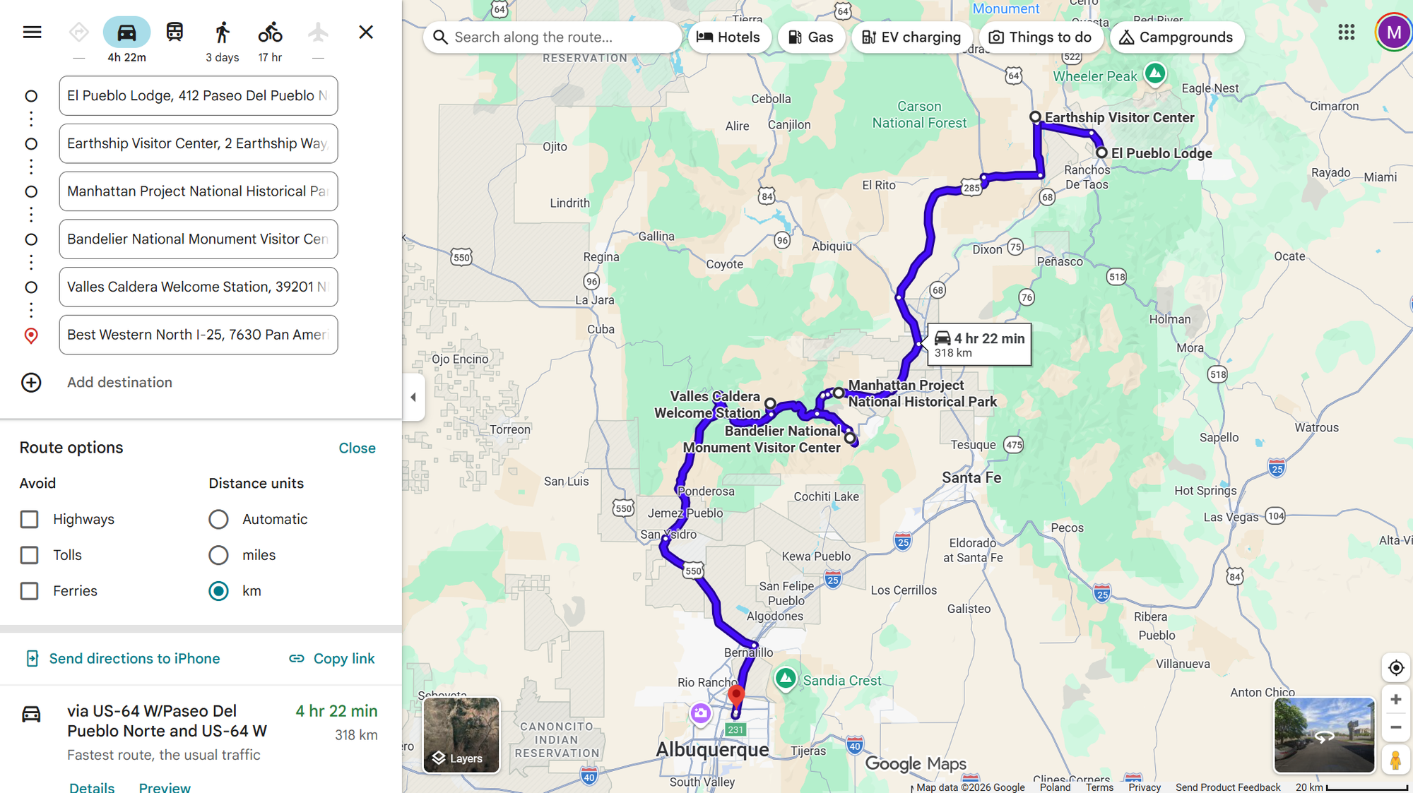 Day 3, Taos to Albuquerque, NM (318km)