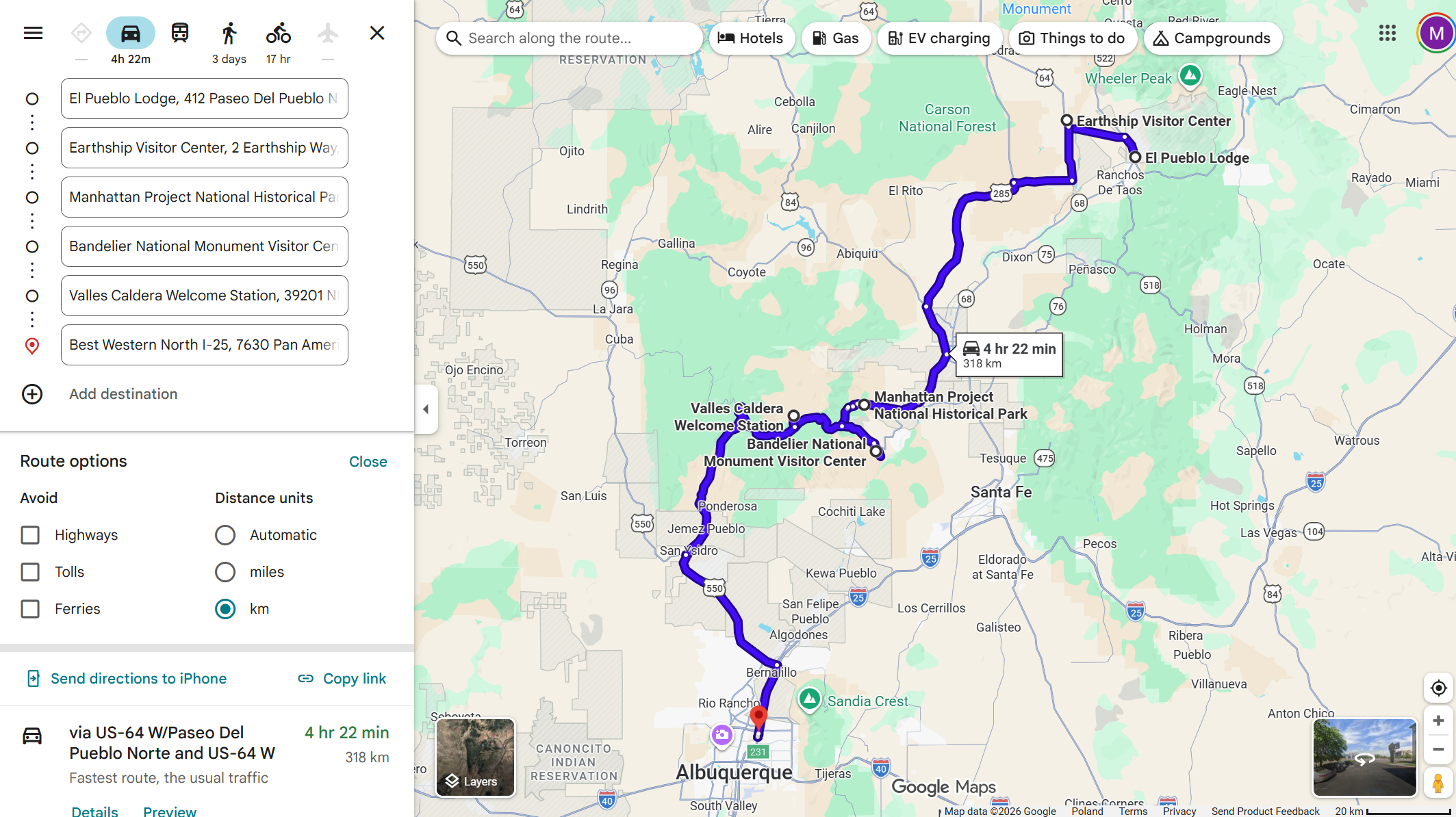 Day 3, Taos to Albuquerque, NM (318km)