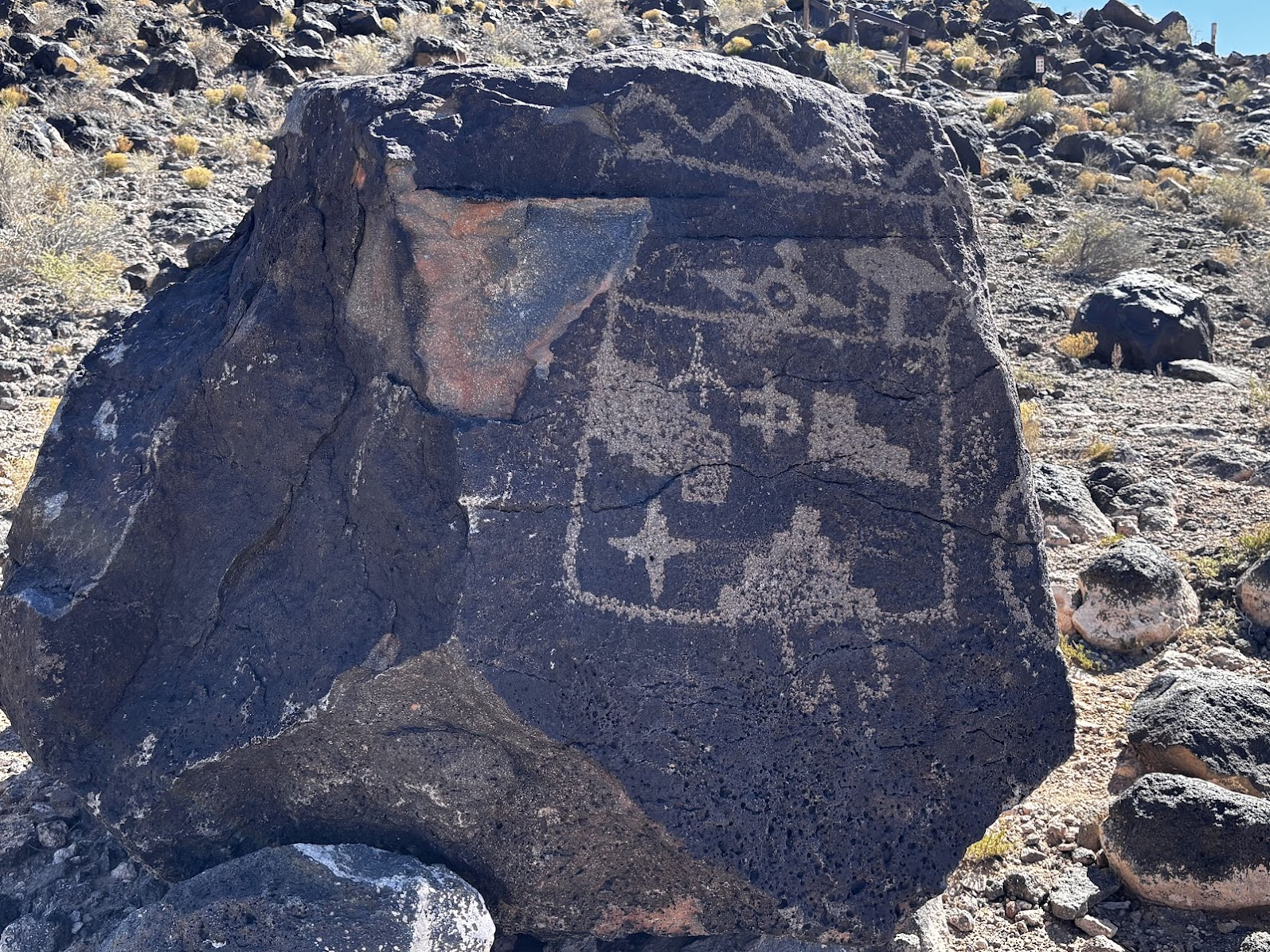Ancient art on basalt rock - Boca Negra Canyon