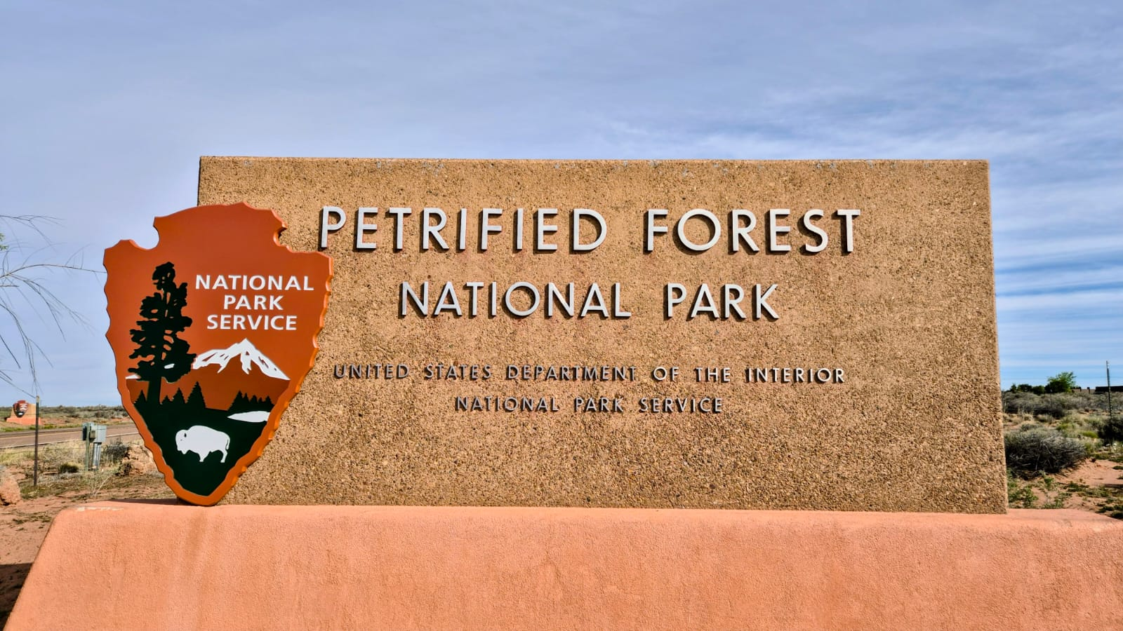 Petrified Forest National Park - welcome sign at Painted Desert Visitor Center