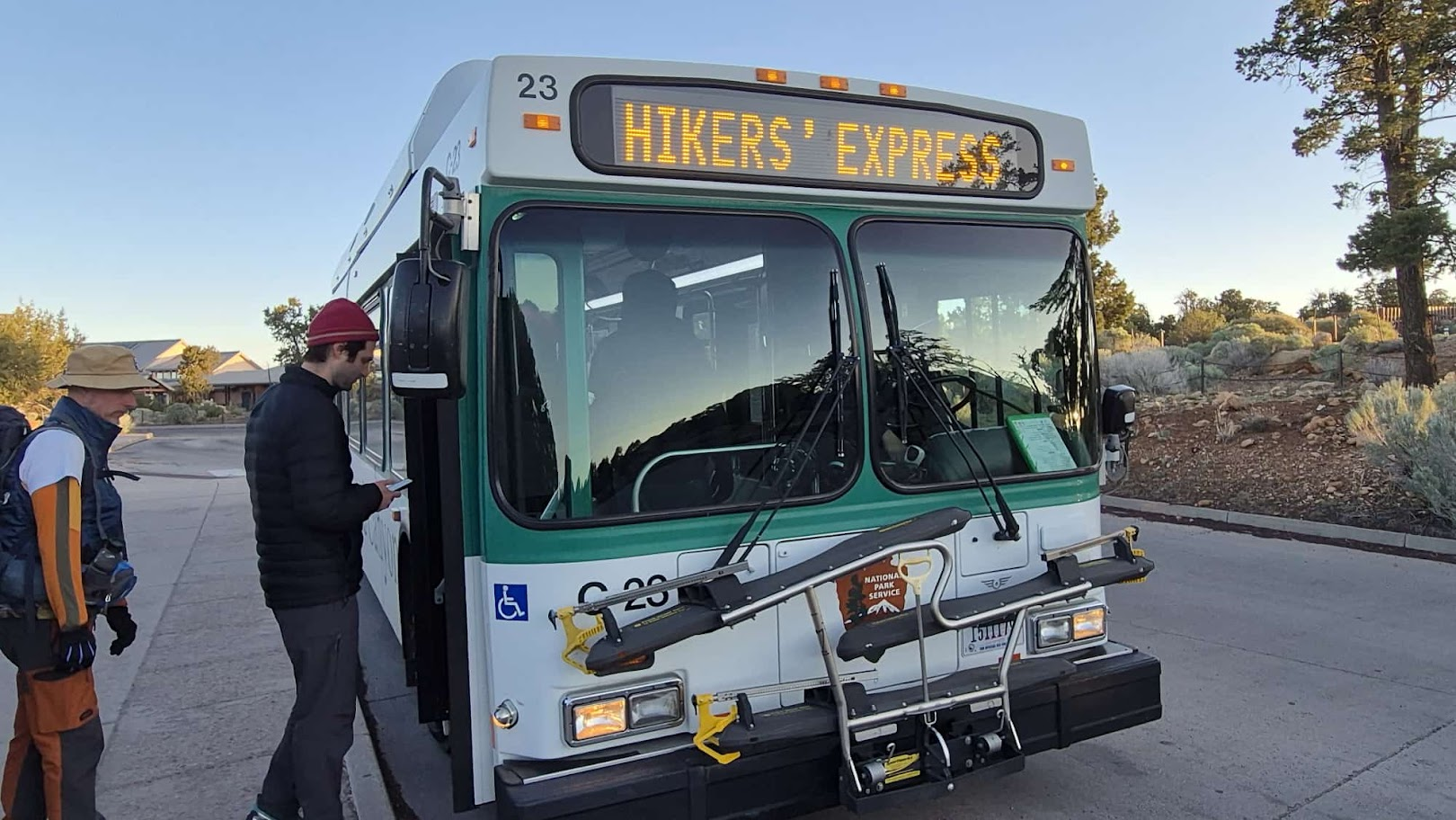 6:20am. Hikers’ Express at Grand Canyon National Park Visitor Center