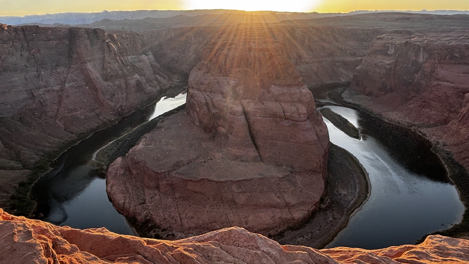 Horseshoe Bend of Colorado River just before sunset