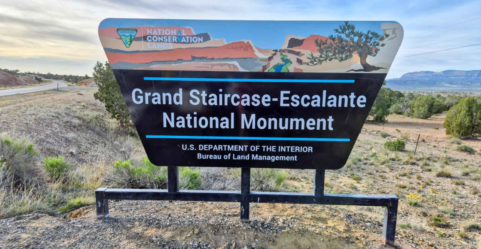Now historical welcome sign to Grand Staircase Escalante National Monument