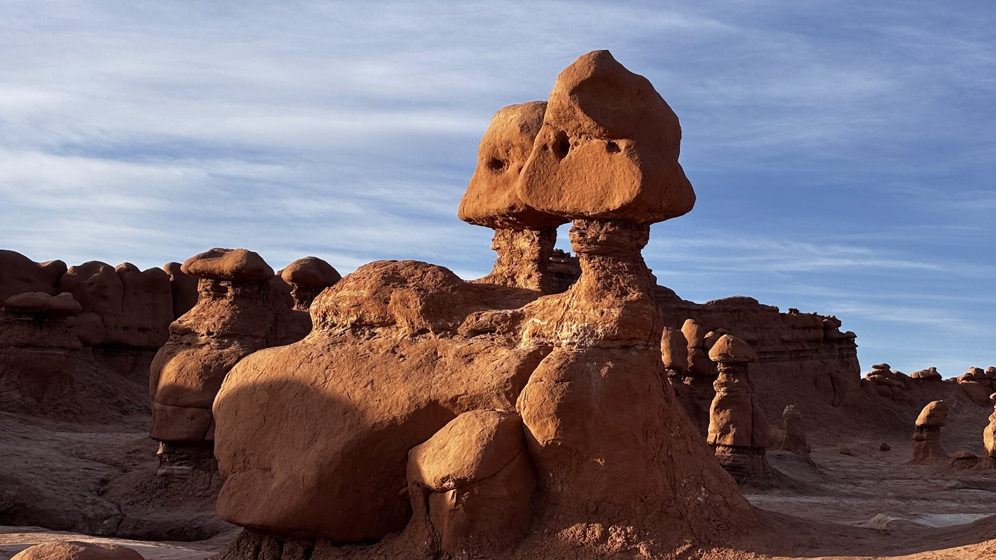 orange goblin-like formations in Goblin Valley State Park, Utah