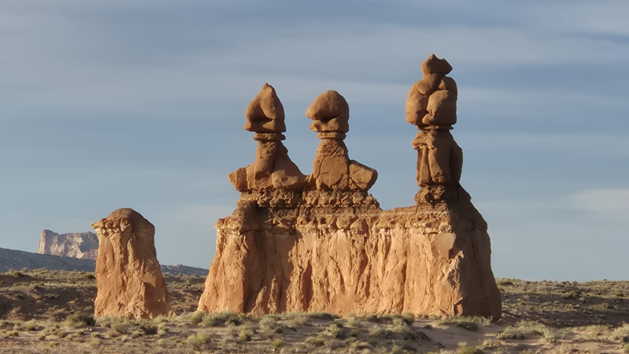 sandstone formation named 'three sisters' in Goblin Valley State Park