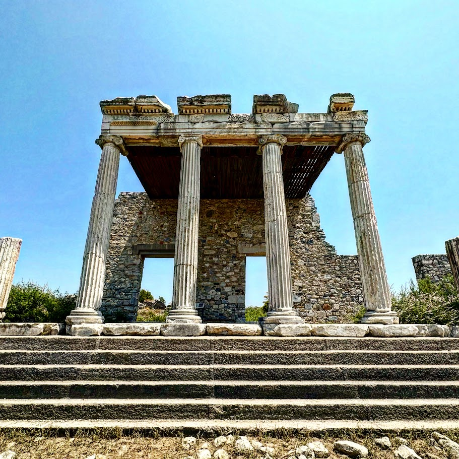 Majestic Ruins: The Ionic Stoa of Miletus, standing resiliently as a beacon of ancient Greek architecture.
