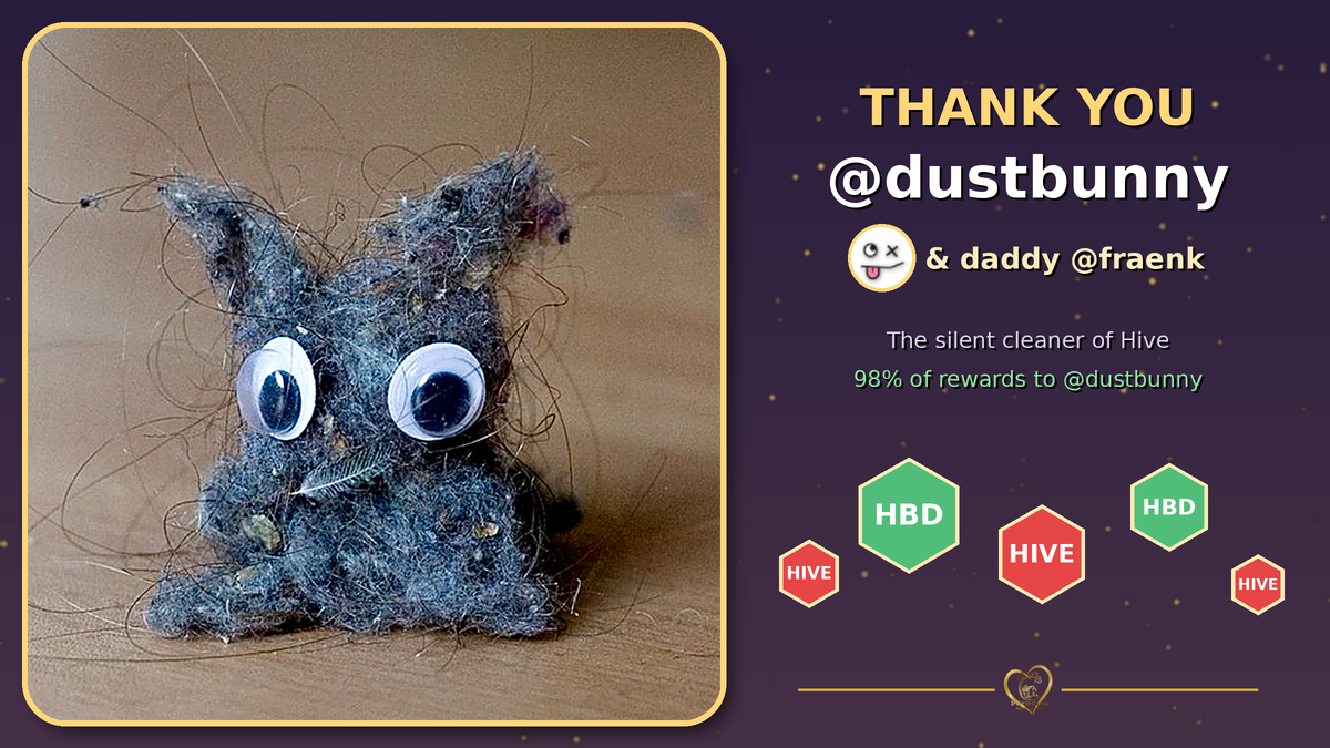 🐰 A Love Letter to @dustbunny – The Silent Cleaner of Hive (and to @fraenk, the proud dad)