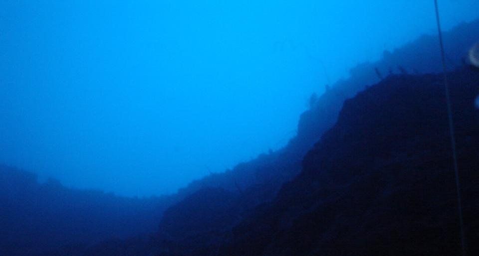 Roatan reef crest viewed from 500ft underwater