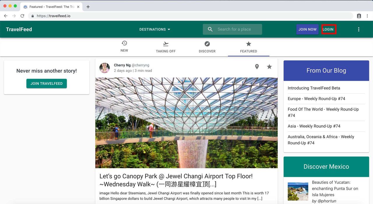 Instructions: First Login to TravelFeed