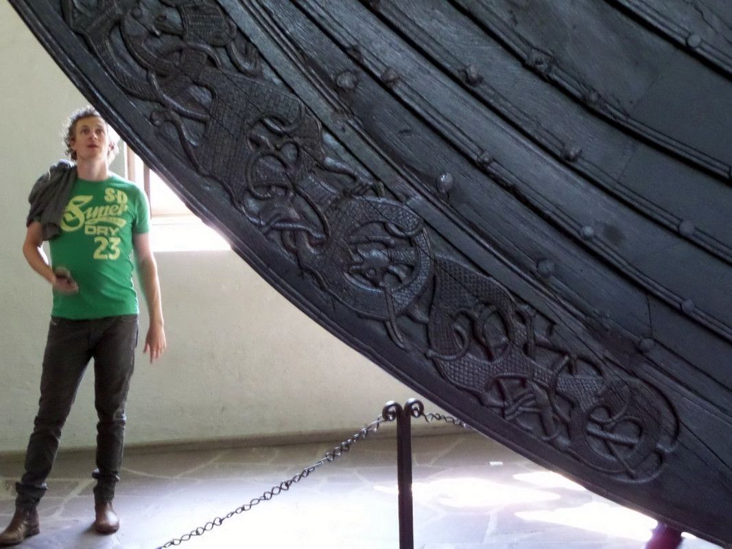 Carving detail on the Oseberg ship's bow