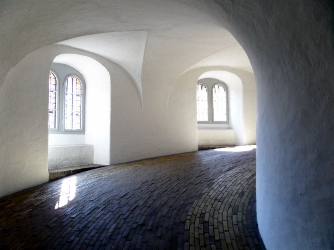 The equestrian staircase or helical corridor ascends the tower
