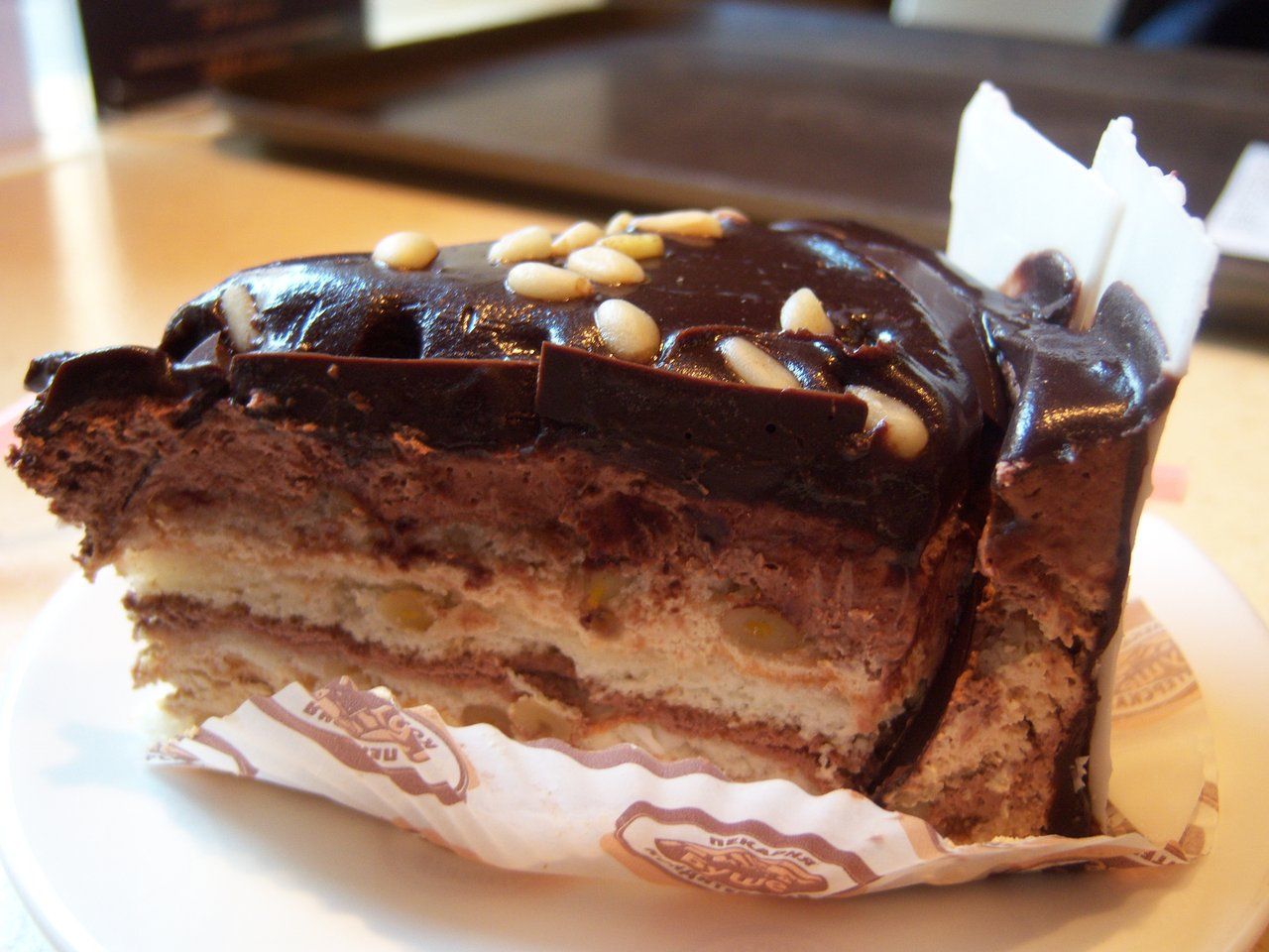 Chocolate cake with peanuts
